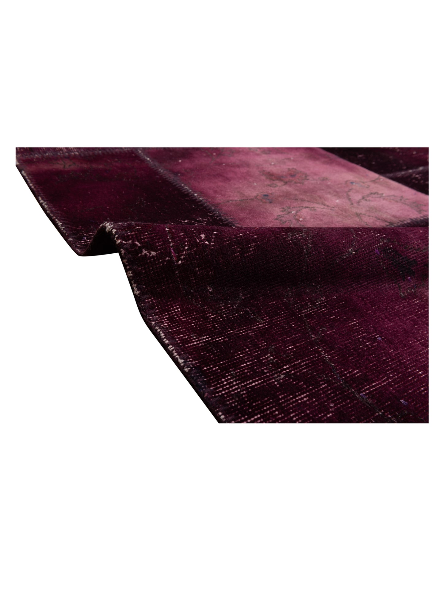 Patchwork Burgundy 9.11x13.3 Hand Knotted Rug