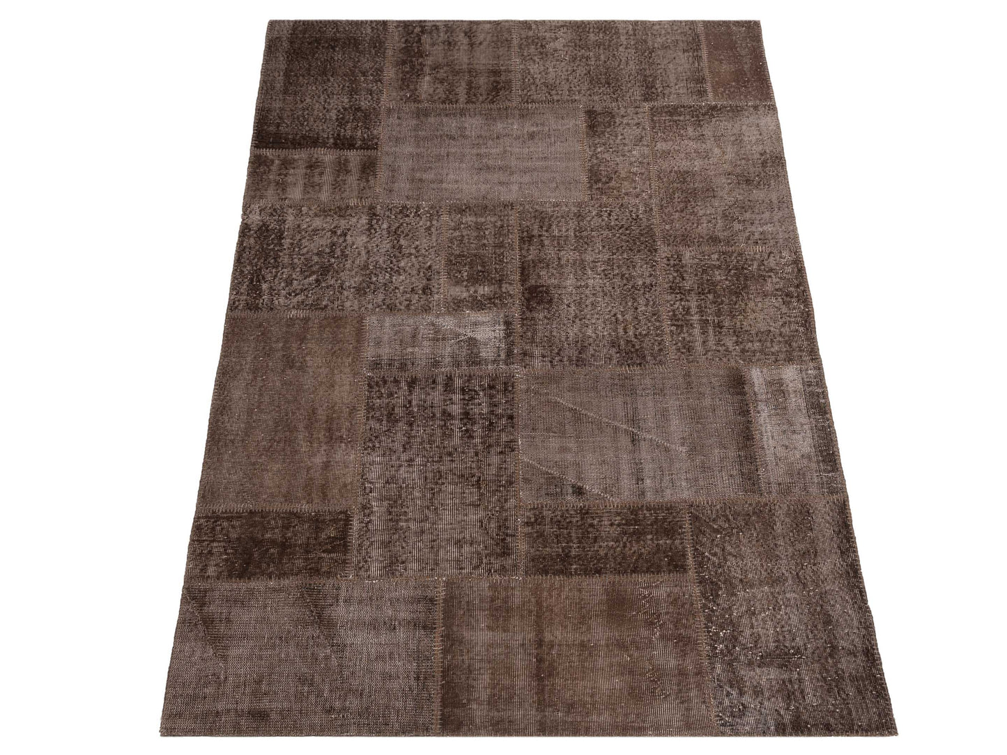 Patchwork Dark Brown 6x9 Hand Knotted Rug