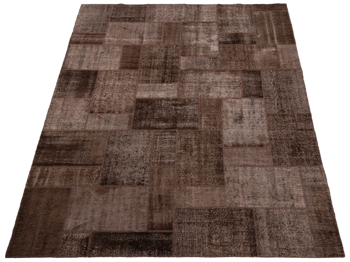 Patchwork Brown 9x12 Hand Knotted Rug