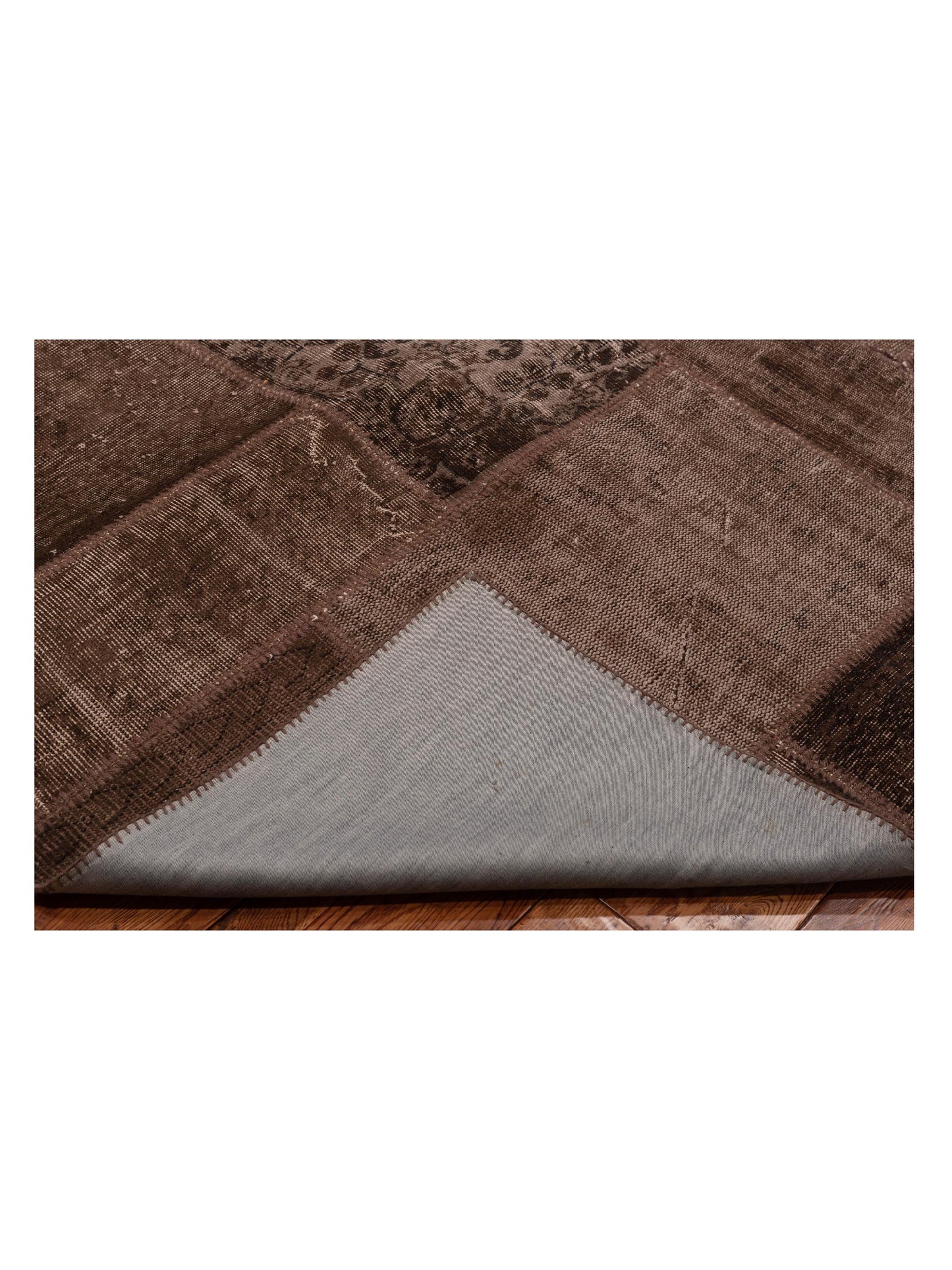 Patchwork Brown 9x12 Hand Knotted Rug