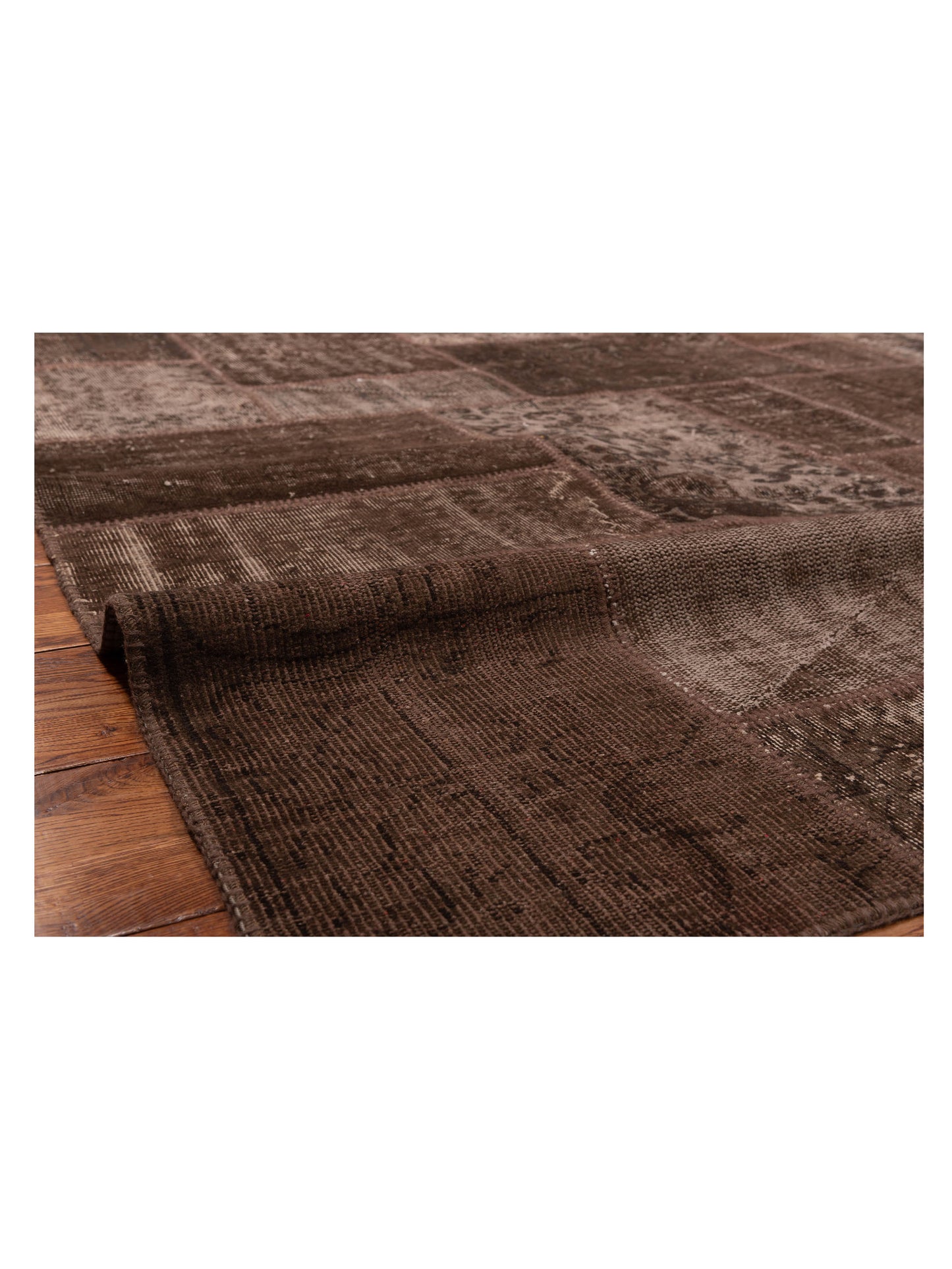 Patchwork Brown 9x12 Hand Knotted Rug