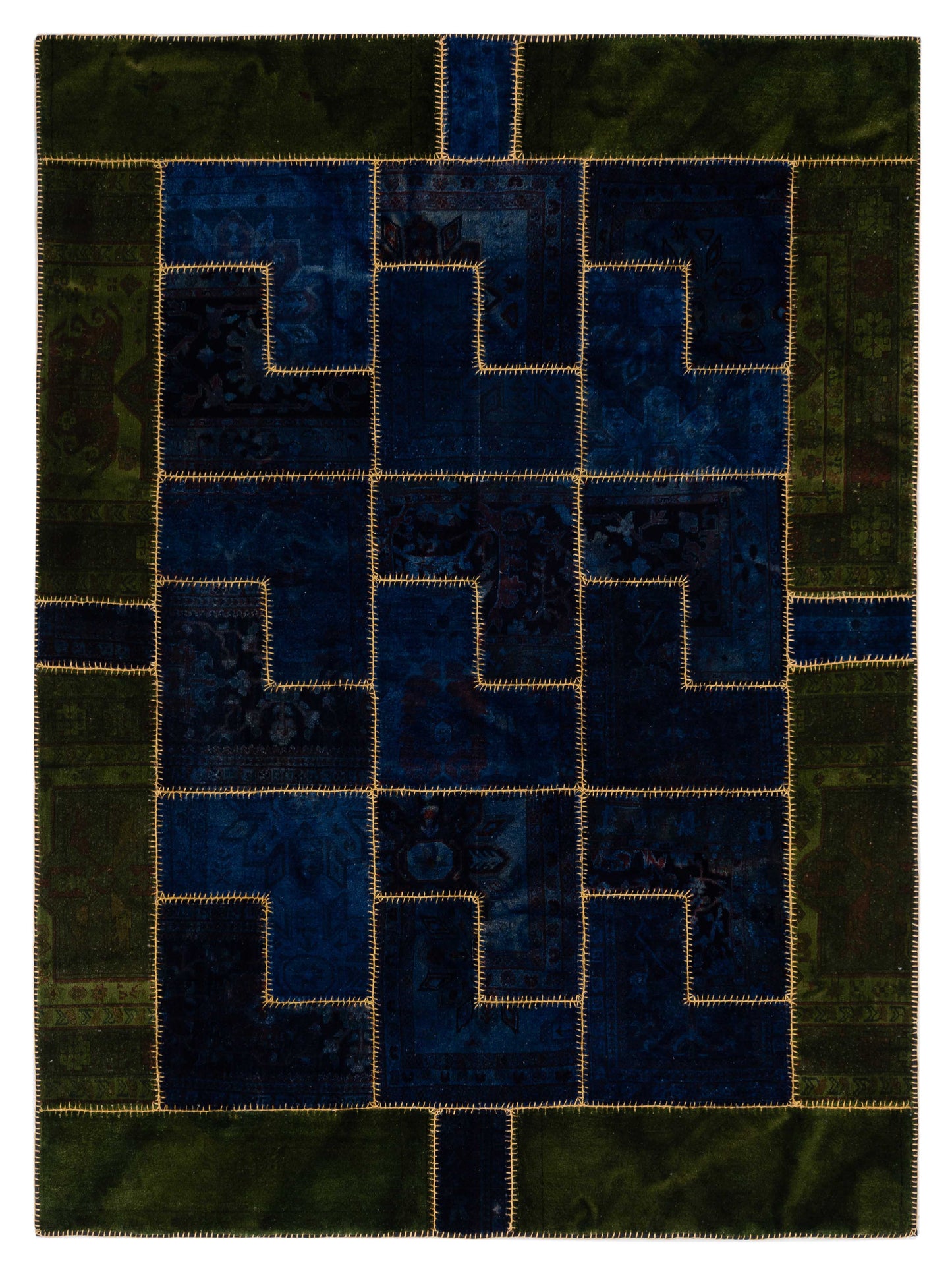 Pasha Turkish Vestige Patchwork  Blue Green Contemporary