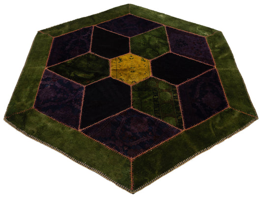 Patchwork Multi 9.6x9.7 Hand Knotted Rug