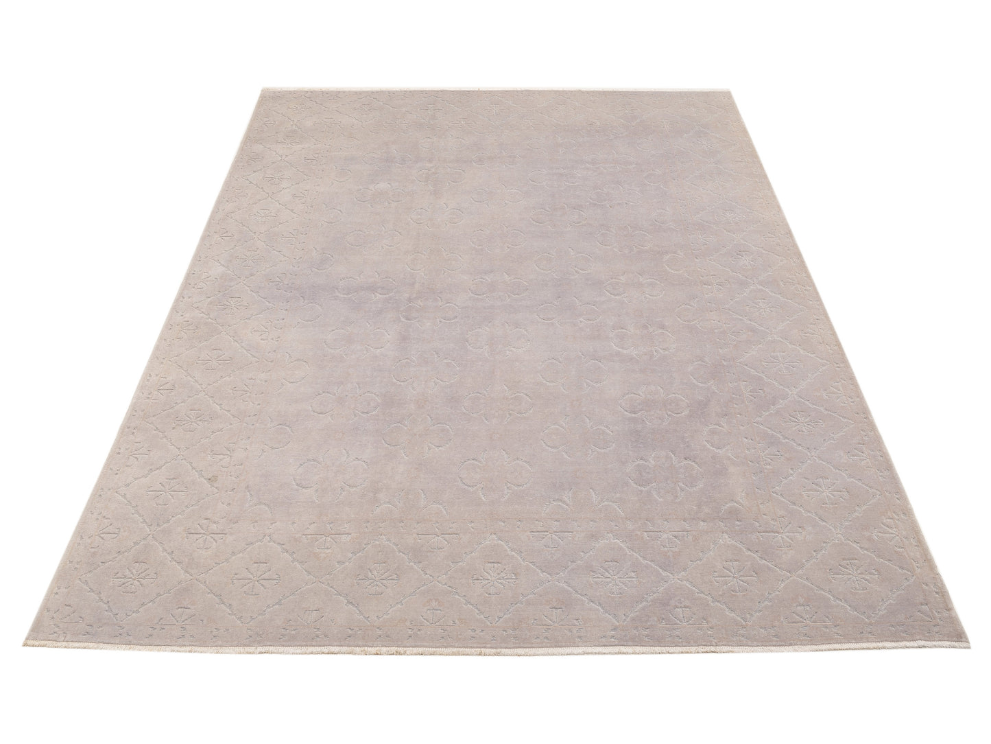 Vintage Light Gray 9x12.1 Hand Knotted Rug