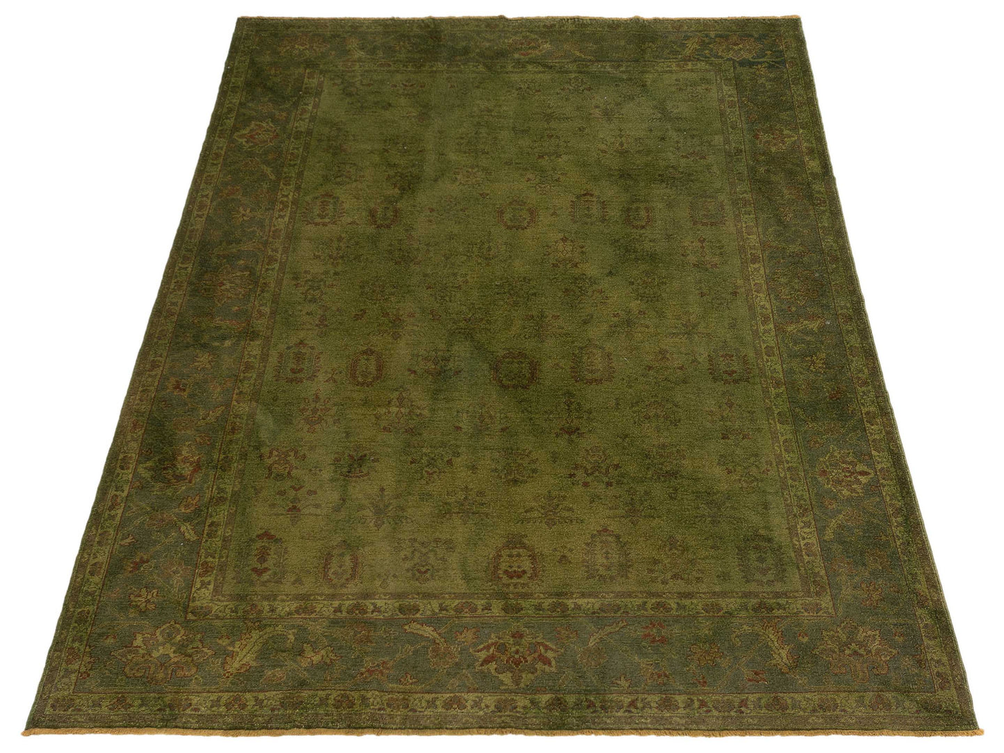 Vintage Green 9.4x11.9 Hand Knotted Rug