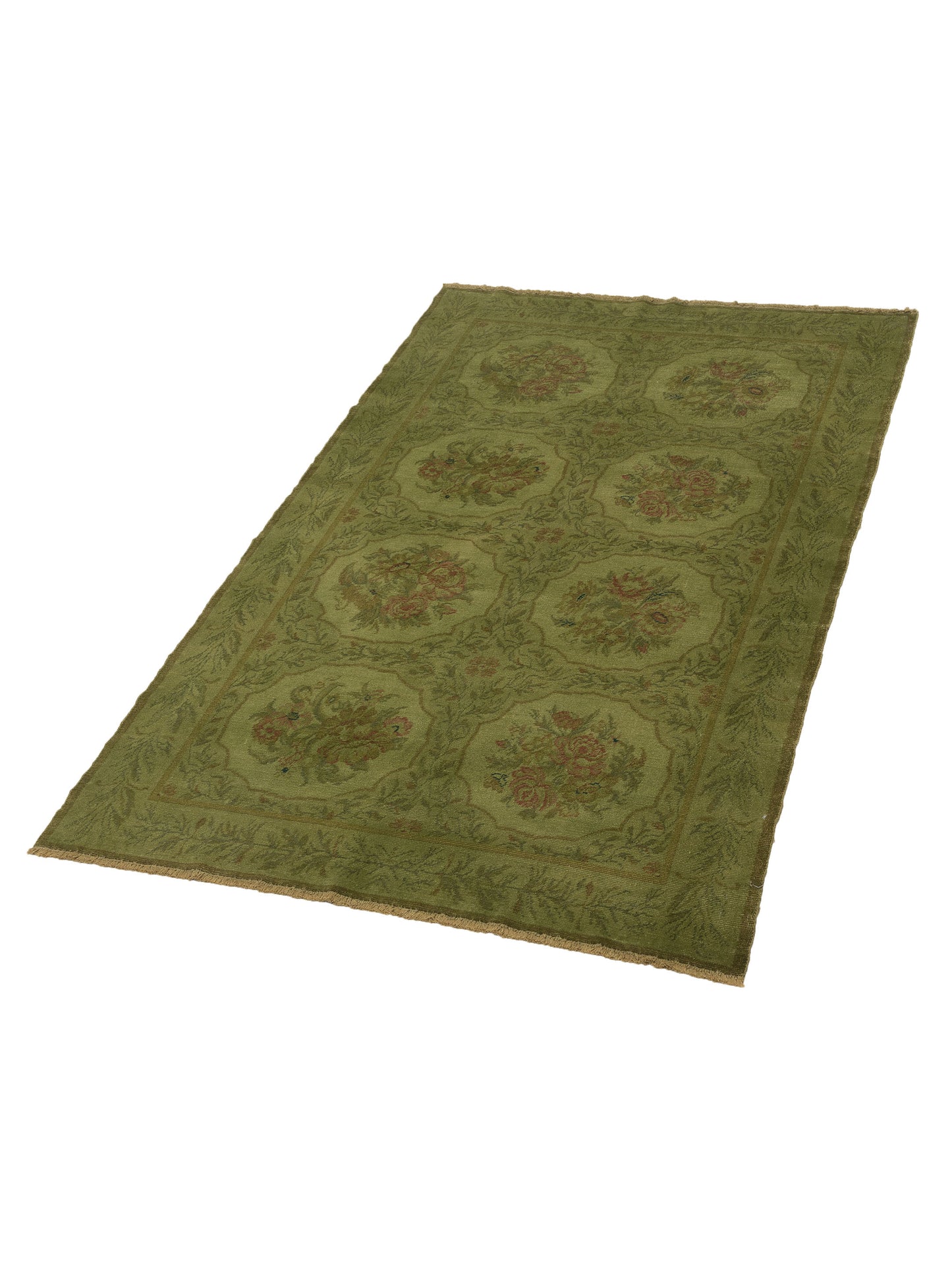Vintage Green 5.1x7.11 Hand Knotted Rug