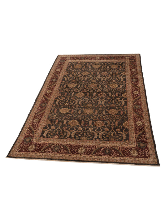 Jasmin Charcoal Burgundy 10.4x13.10 Hand Knotted Rug