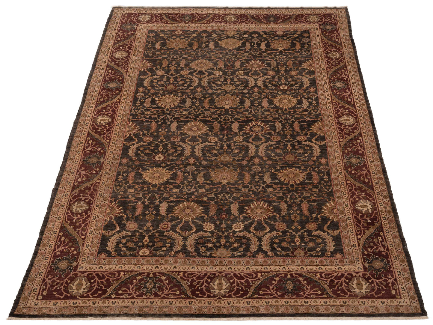 Jasmin Charcoal Burgundy 10.4x13.10 Hand Knotted Rug