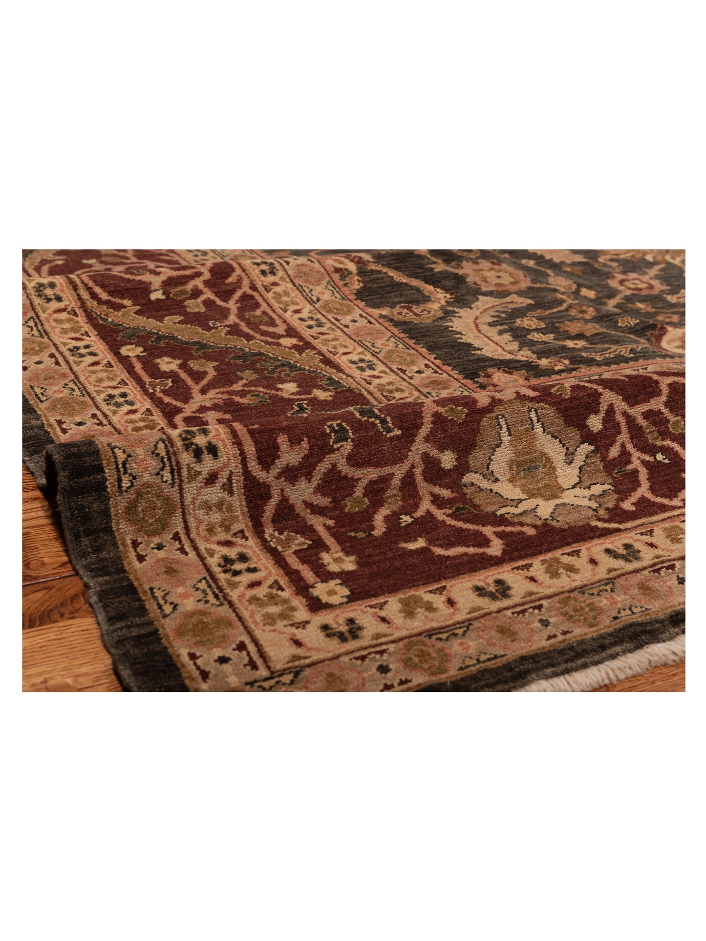 Jasmin Charcoal Burgundy 10.4x13.10 Hand Knotted Rug