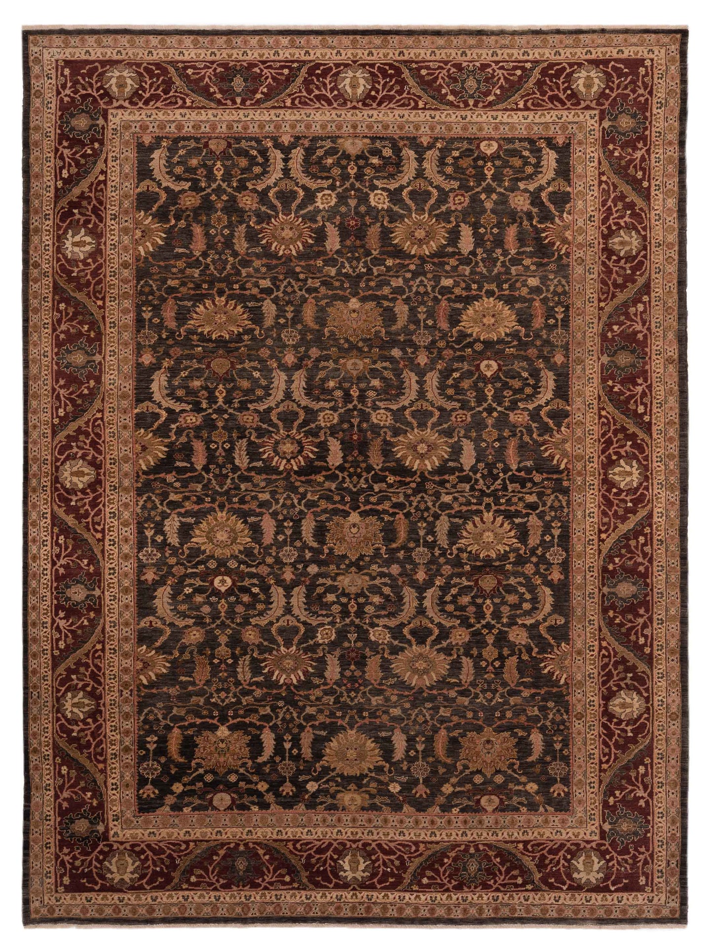 Pasha Yasemin  Charcoal Burgundy Traditional