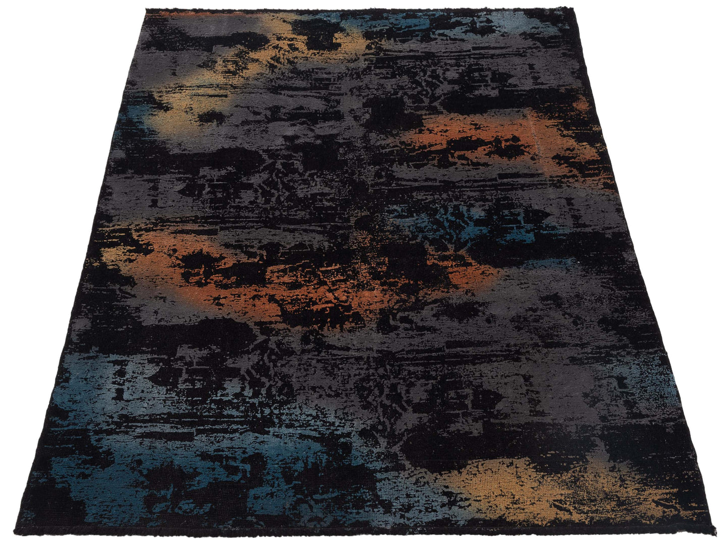 Vintage Black 6.10x8.5 Hand Knotted Rug