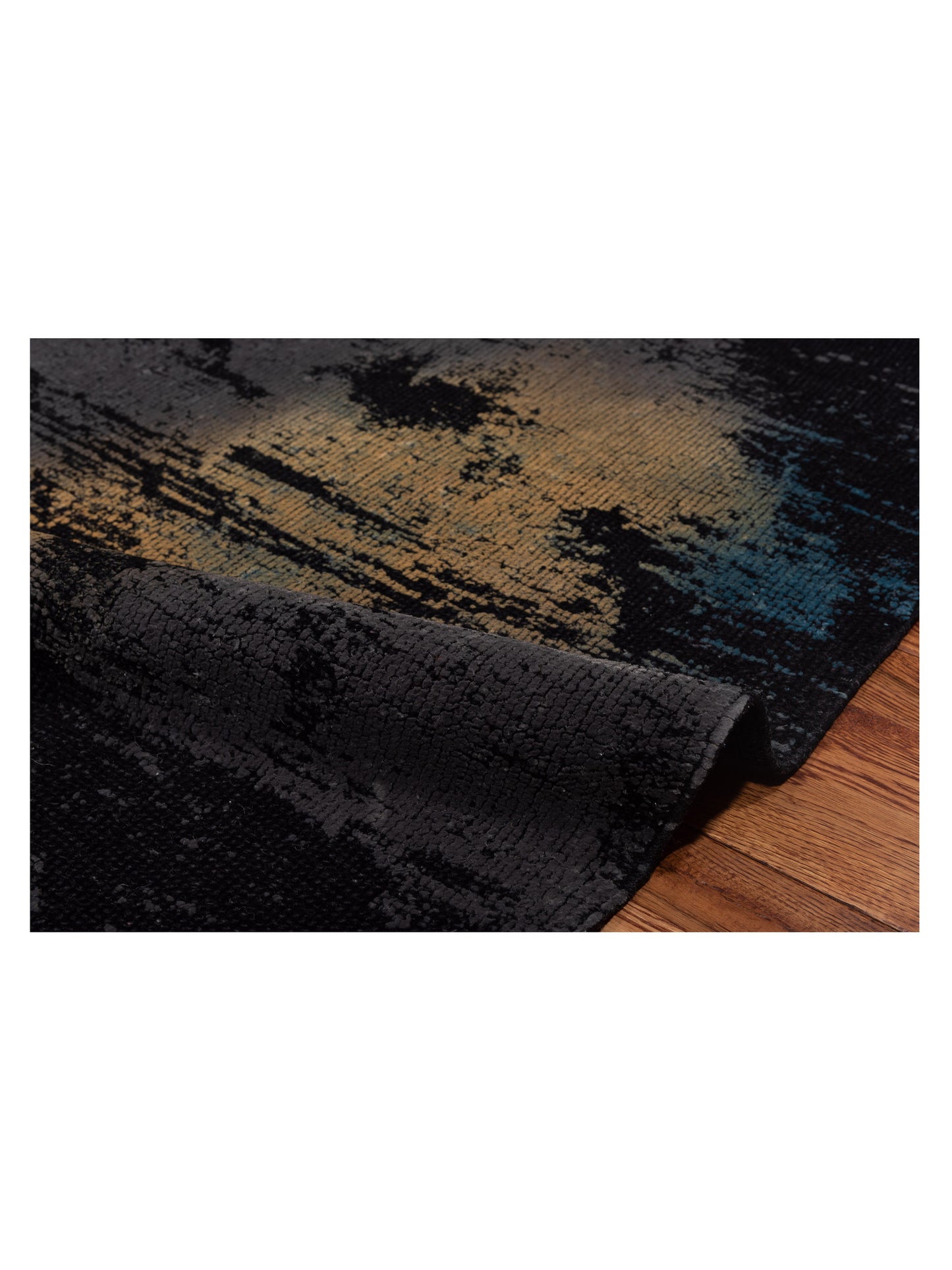 Vintage Black 6.10x8.5 Hand Knotted Rug