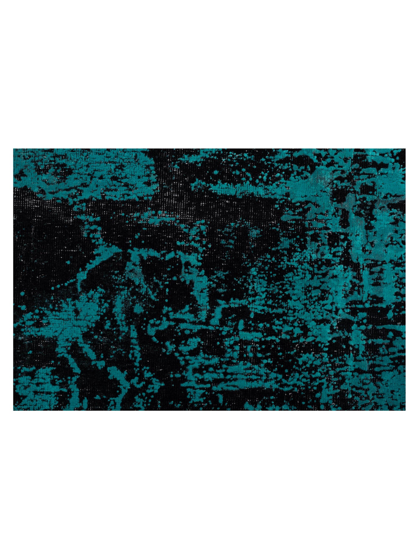 Vintage Black Turquoise 6.6x9.7 Hand Knotted Rug