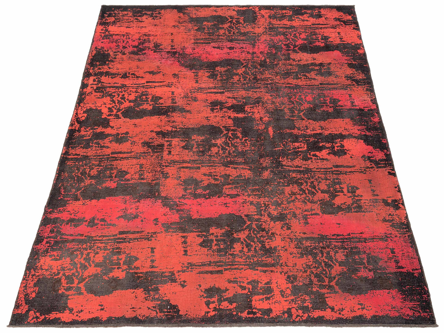 Vintage Black Orange 8.11x11 Hand Knotted Rug