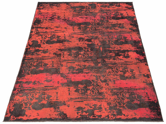 Vintage Black Orange 8.11x11 Hand Knotted Rug