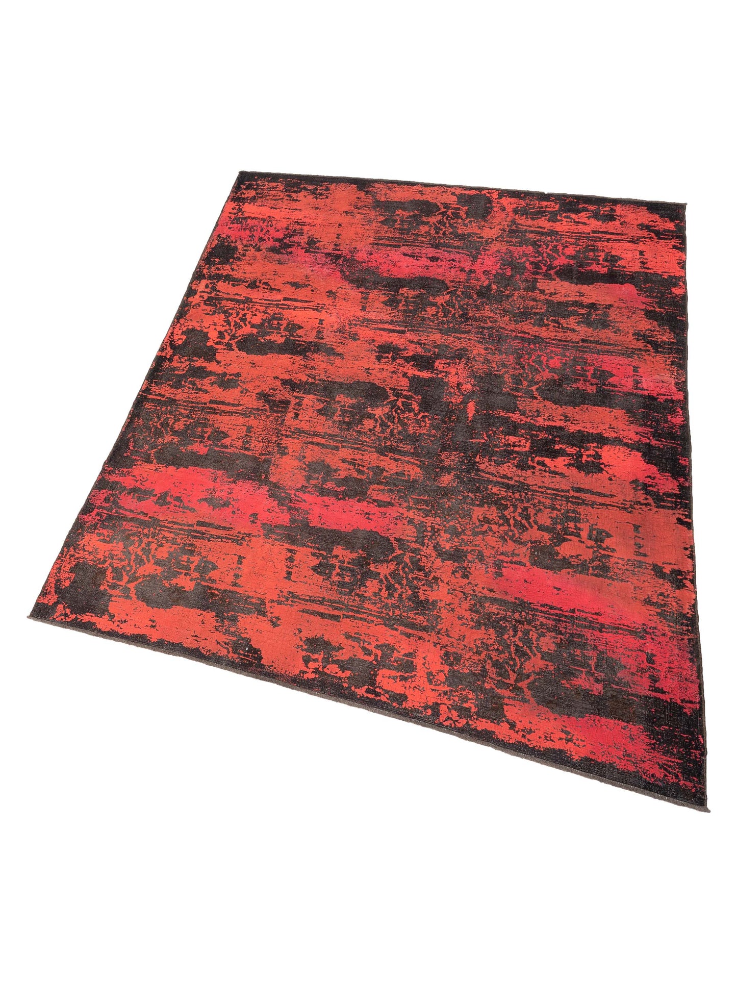 Vintage Black Orange 8.11x11 Hand Knotted Rug