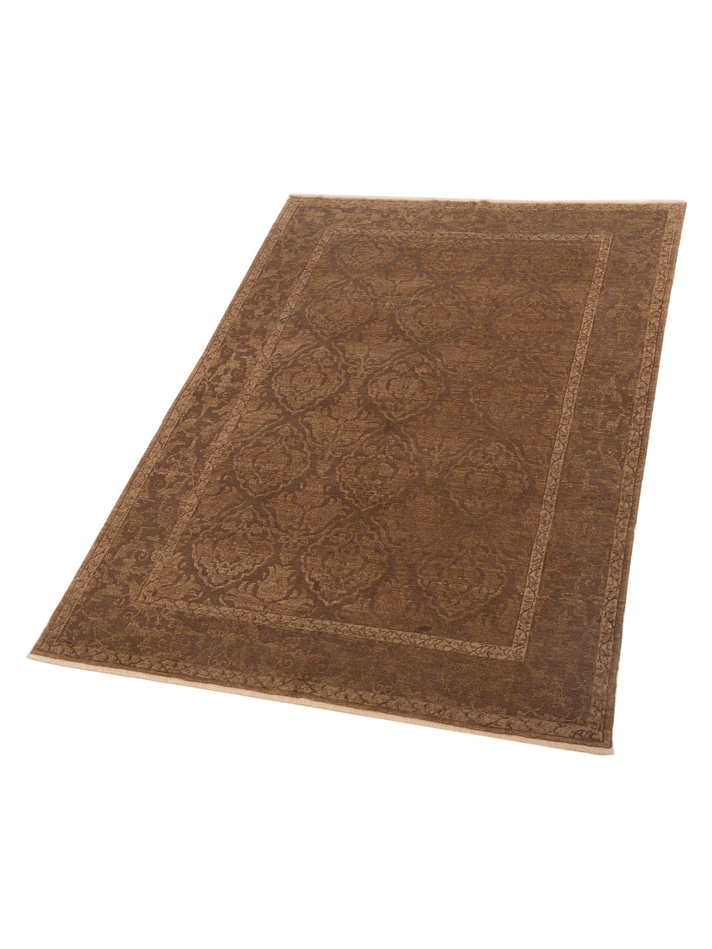 Defnera Dark Brown Brown 6.1x8.10 Hand Knotted Rug
