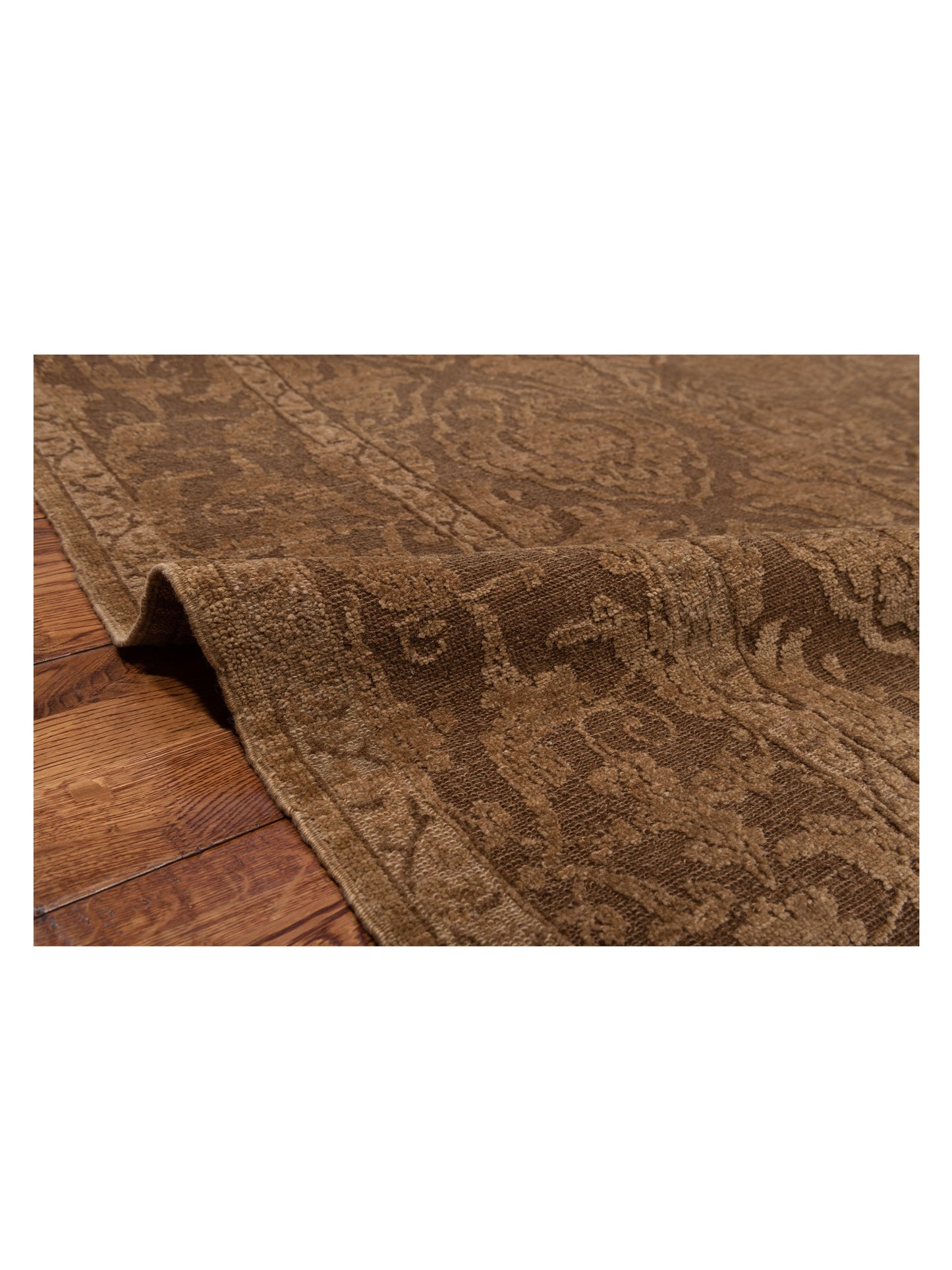 Defnera Dark Brown Brown 6.1x8.10 Hand Knotted Rug