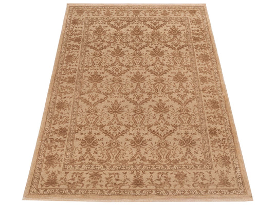 Defnera Beige Beige 4.1x6 Hand Knotted Rug