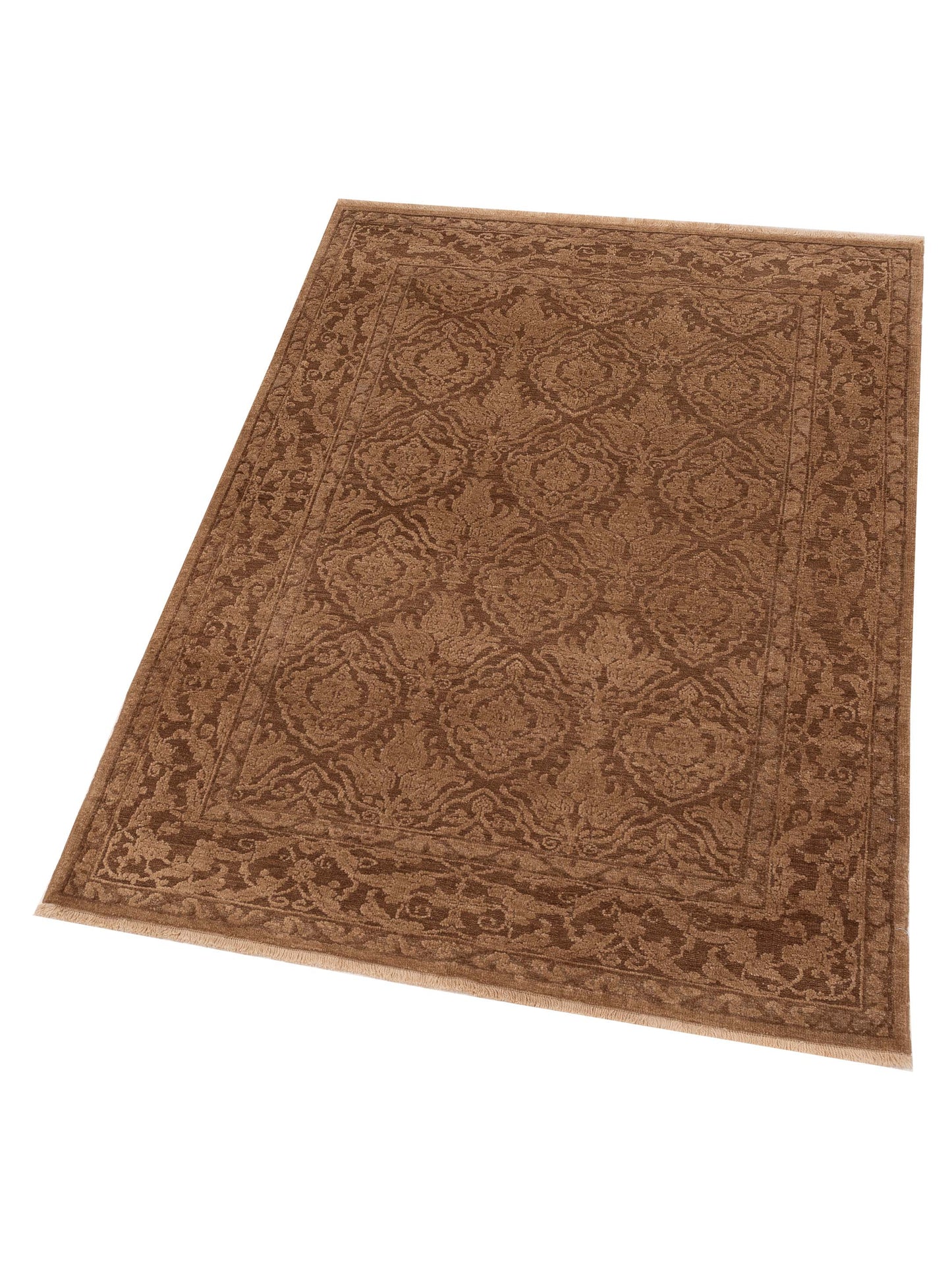 Defnera Dark Brown Brown 4.2x5.10 Hand Knotted Rug