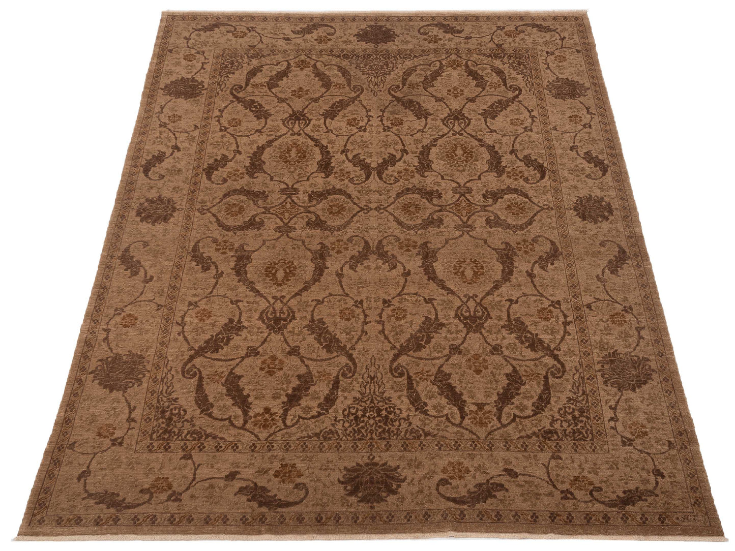 Defnera Brown Brown 9.4x11.8 Hand Knotted Rug