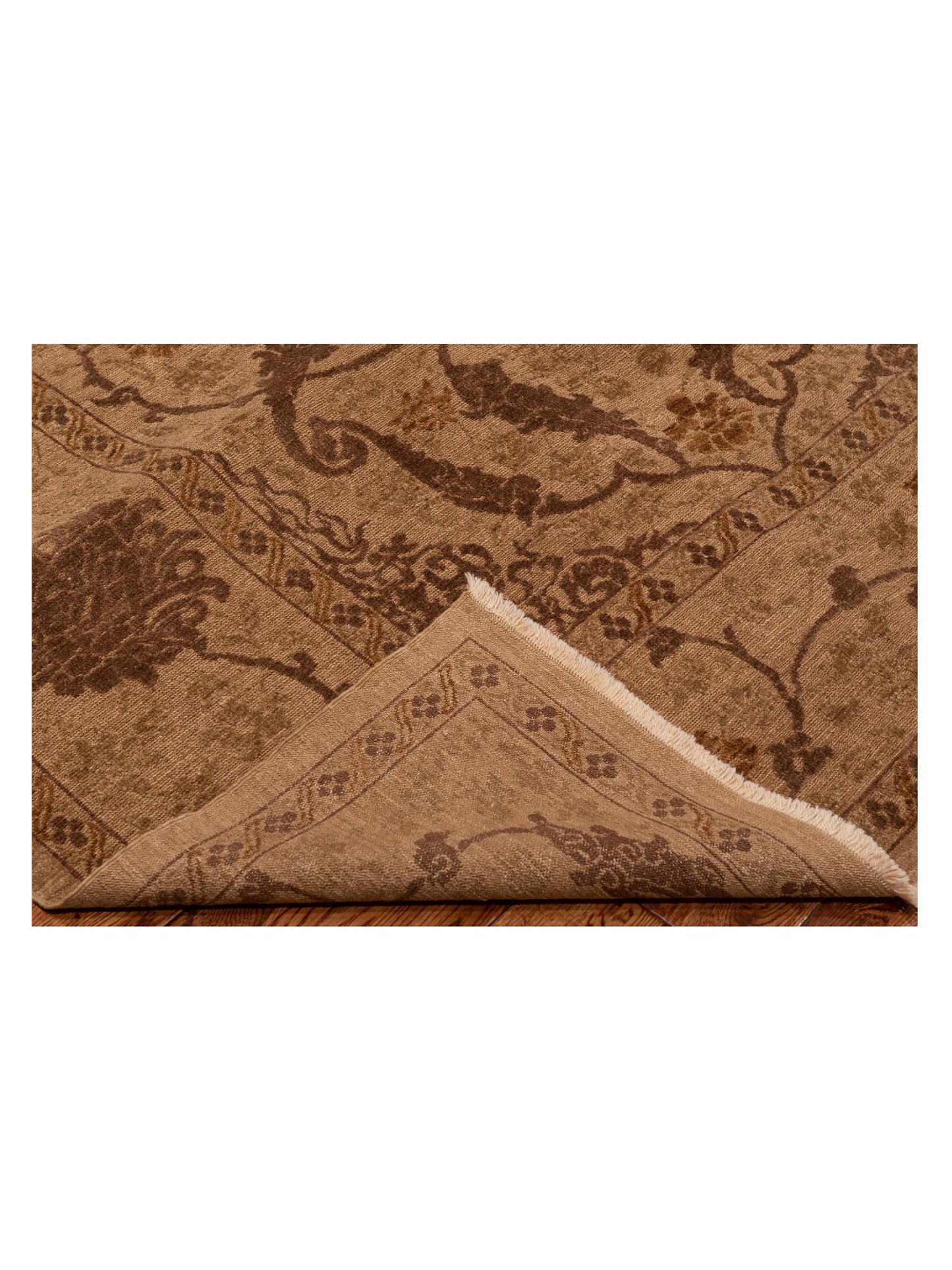 Defnera Brown Brown 9.4x11.8 Hand Knotted Rug