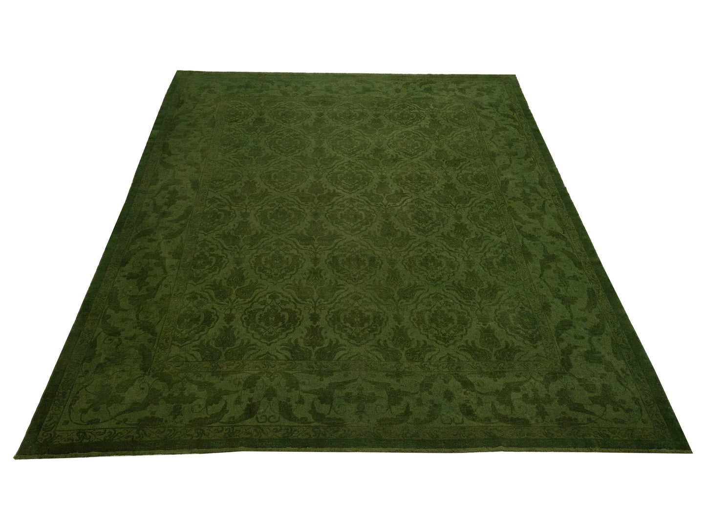 Rechromia Green Green 12.1x14.7 Hand Knotted Rug