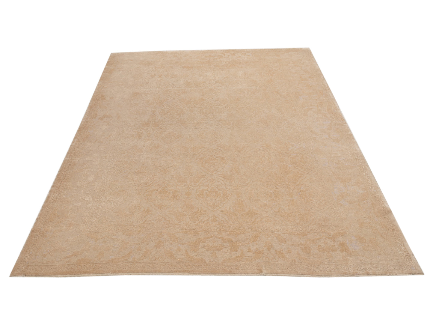 Rechromia Beige Beige 10.6x13.5 Hand Knotted Rug