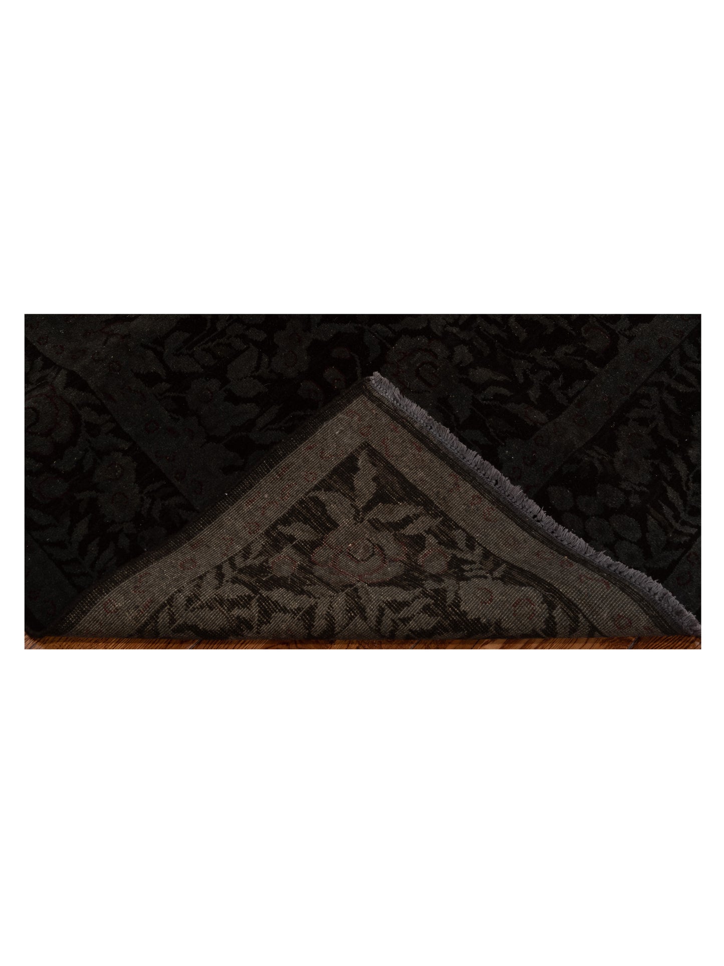 Vintage Black Gray 8.2x10.6 Hand Knotted Rug