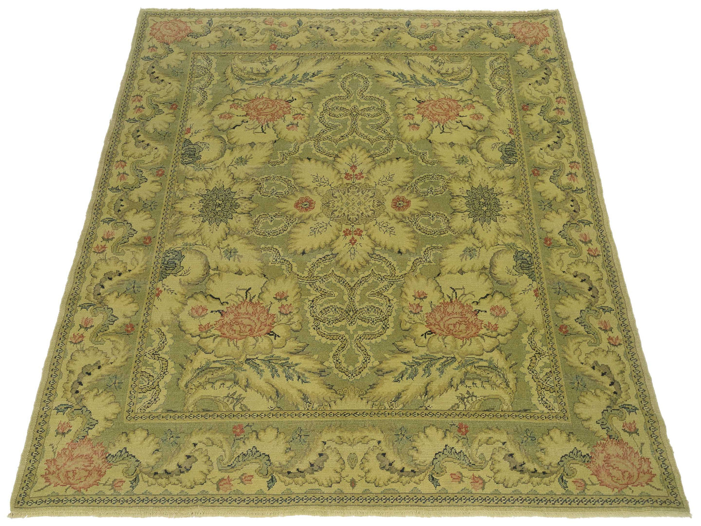 Vintage Green 8.4x10.1 Hand Knotted Rug