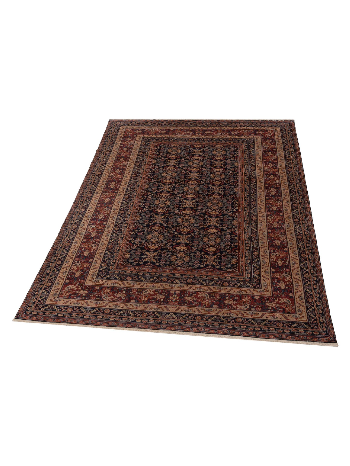 Antiqua Loom Navy Rust 9.3x12.1 Hand Knotted Rug