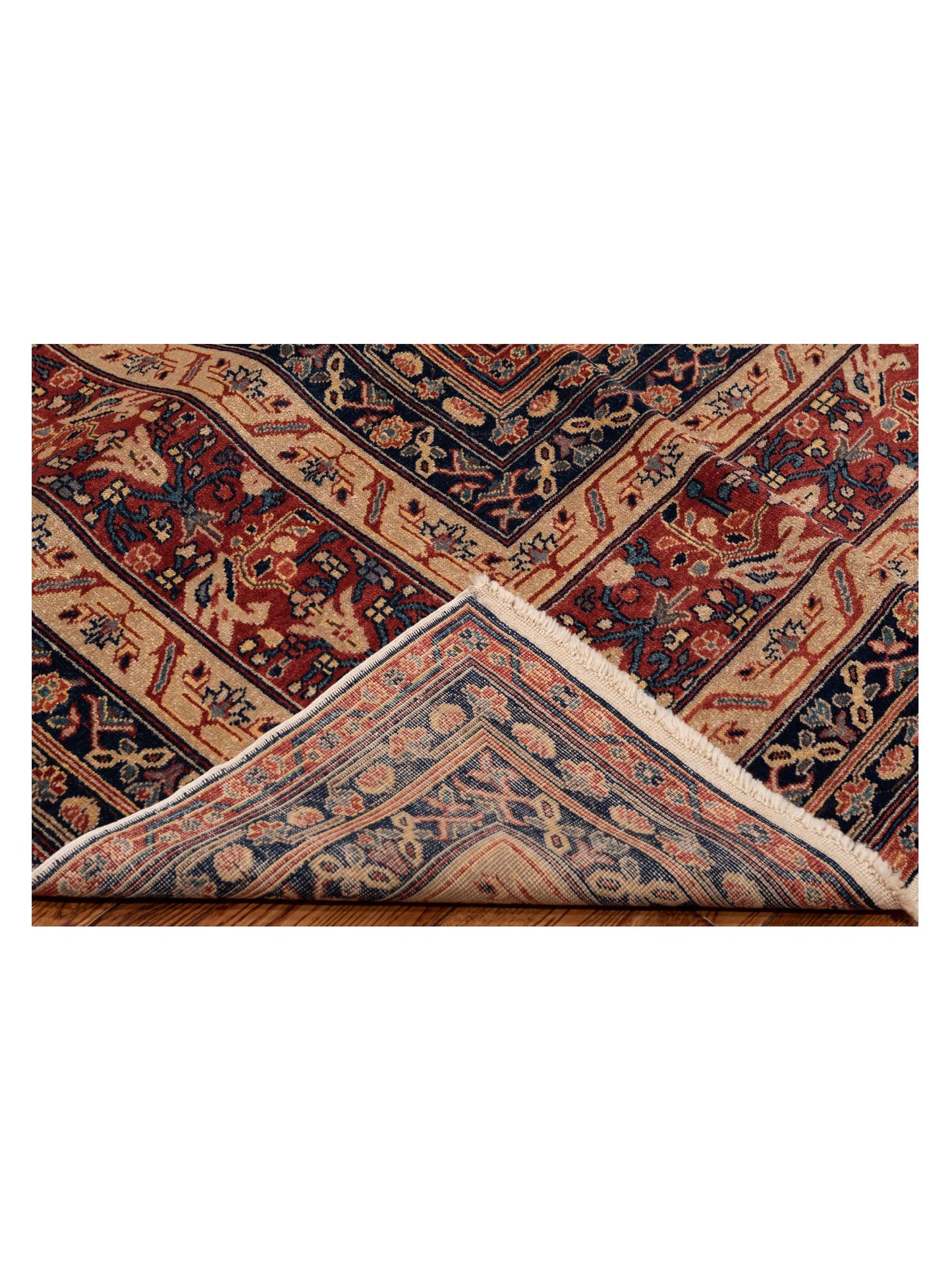 Antiqua Loom Navy Rust 9.3x12.1 Hand Knotted Rug