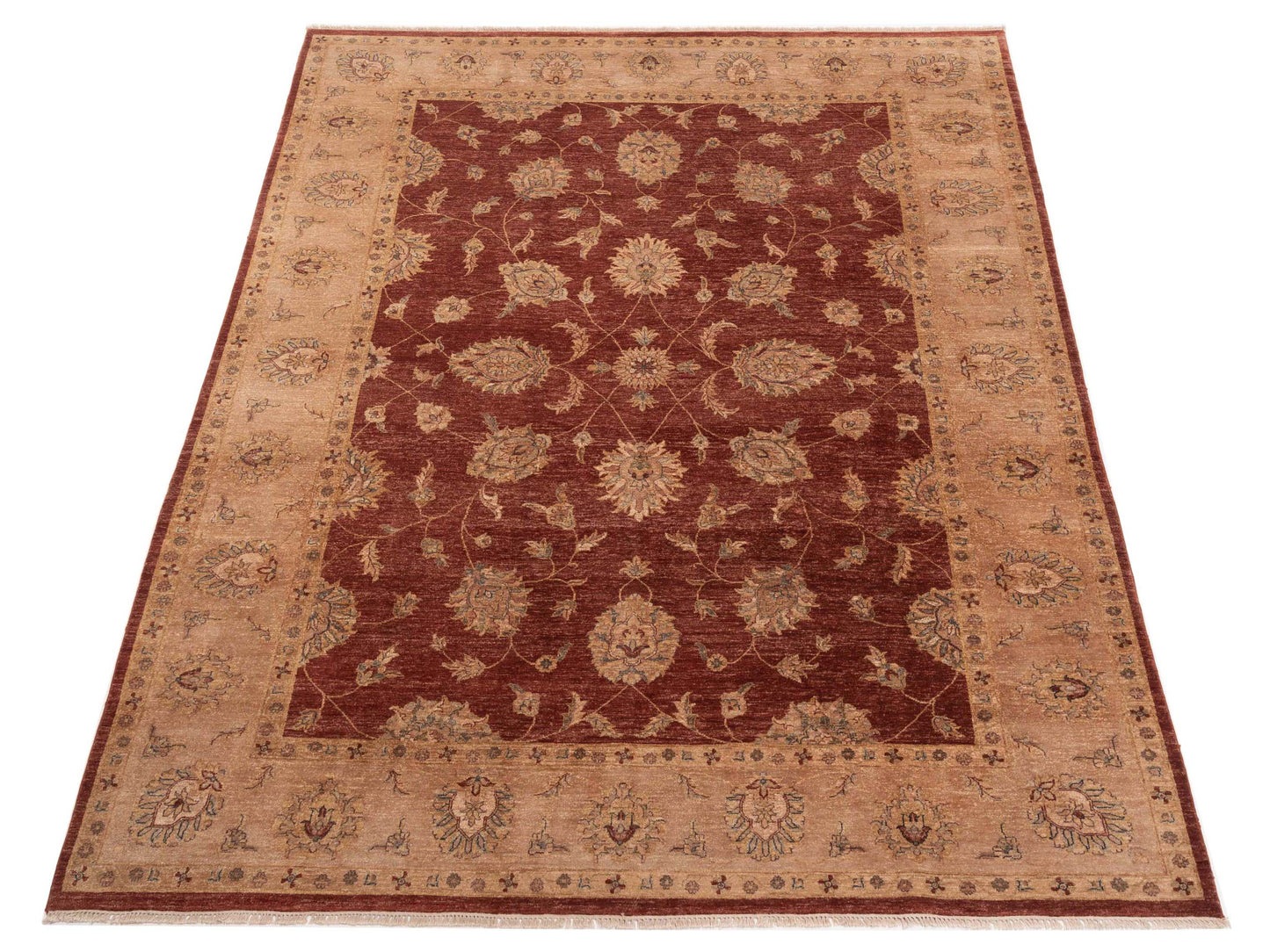 Zardun Rust Camel 9.1x12.1 Hand Knotted Rug