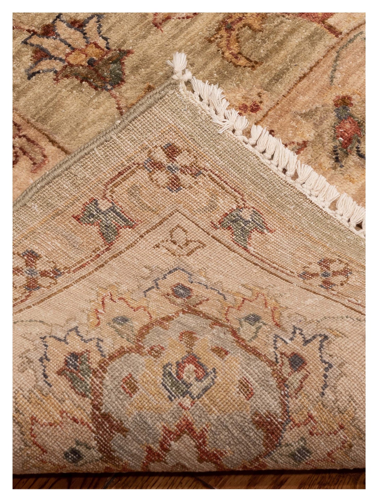 Zardun Green Ivory 7.9x9.10 Hand Knotted Rug