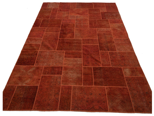 Patchwork Orange 9.10x12.10 Hand Knotted Rug