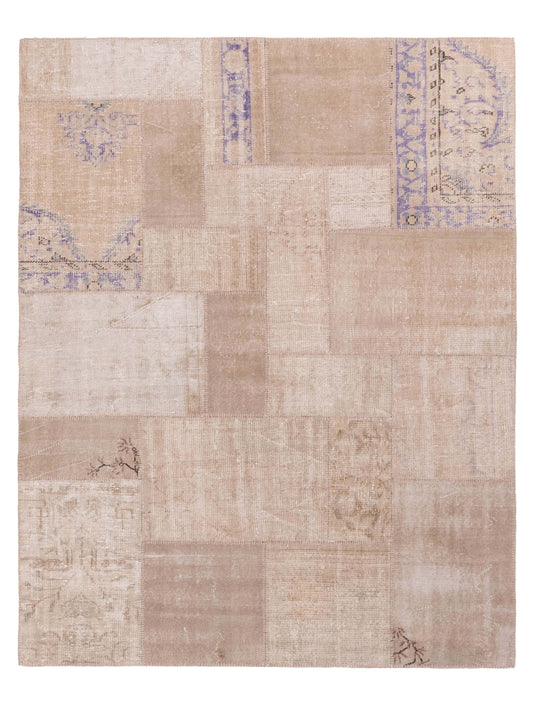 Pasha Turkish Vestige Patchwork  Beige Purple Contemporary