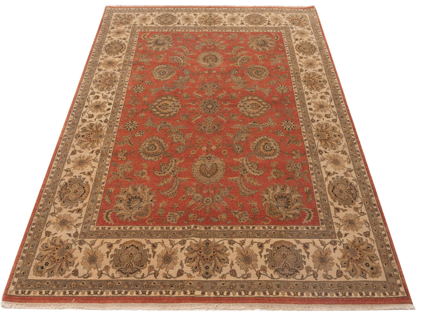 Jallira Orange Ivory 8.2x10.3 Hand Knotted Rug