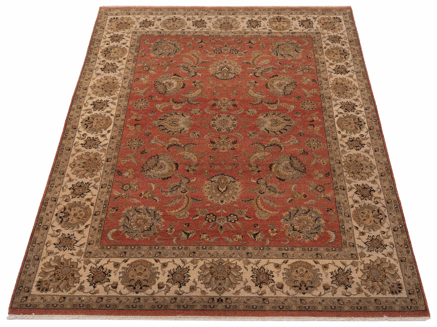 Jallira Orange Ivory 9.1x12 Hand Knotted Rug