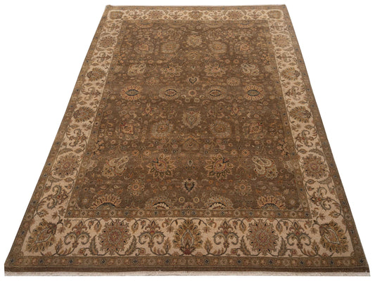 Jallira Brown Ivory 8.3x10.6 Hand Knotted Rug