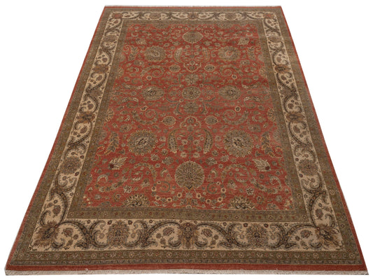 Jallira Rust Ivory 8x11.2 Hand Knotted Rug