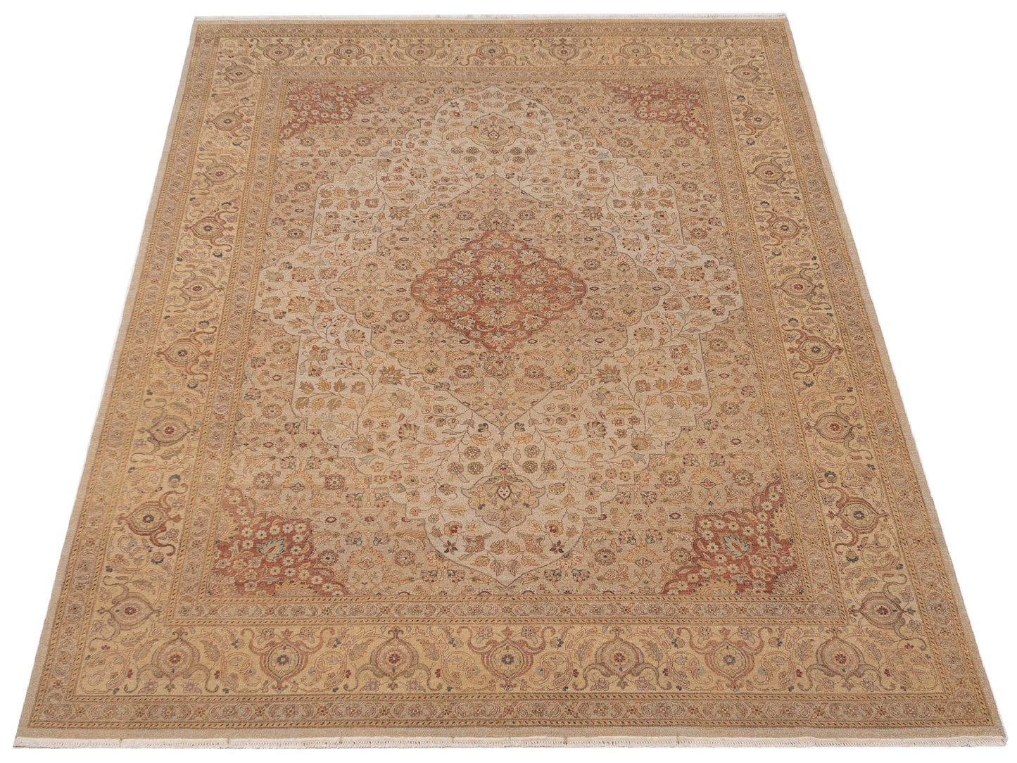 Jallira Beige Gold 8.11x11.10 Hand Knotted Rug