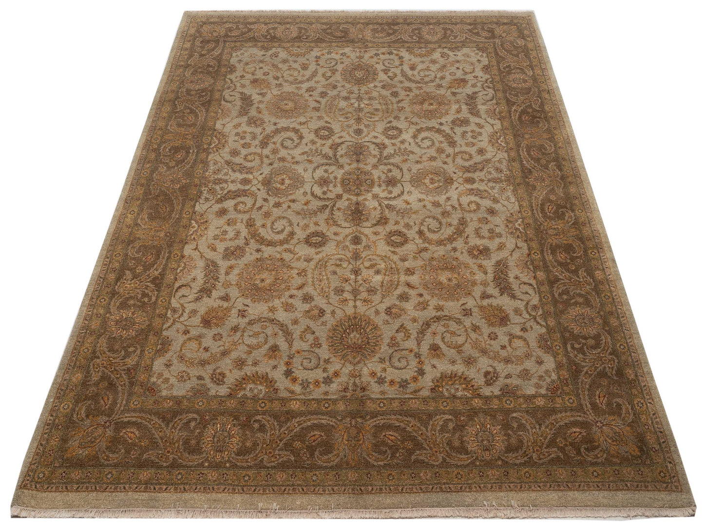 Jallira Silver Brown 7.11x10.5 Hand Knotted Rug