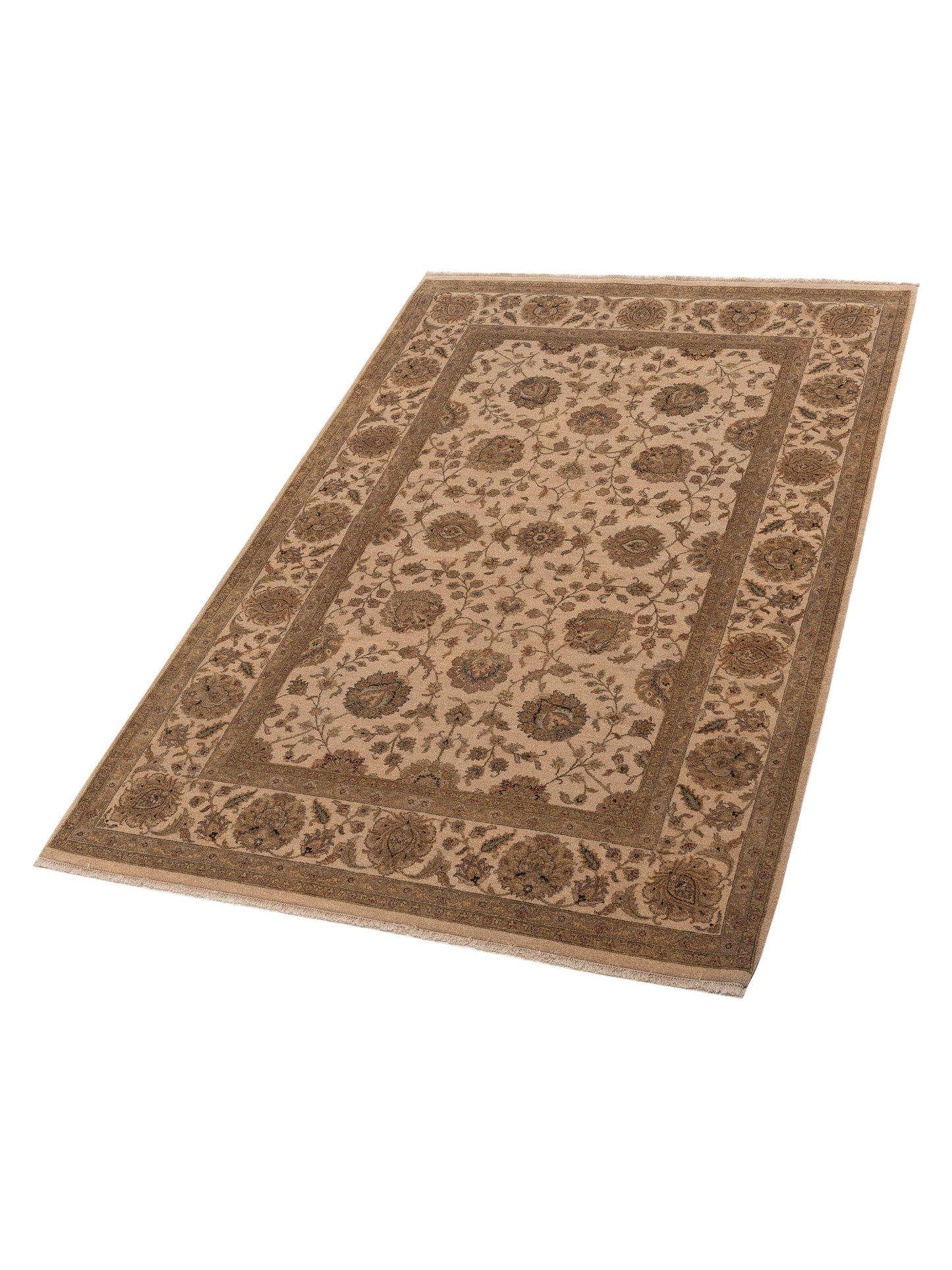 Jallira Beige Beige 6.1x9.6 Hand Knotted Rug