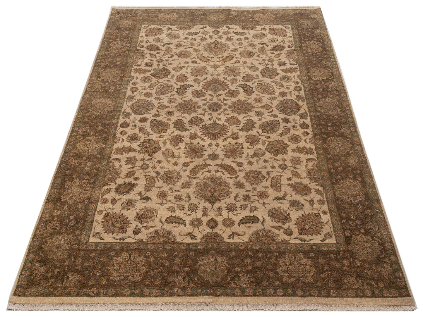 Jallira Ivory Brown 6.7x9.11 Hand Knotted Rug