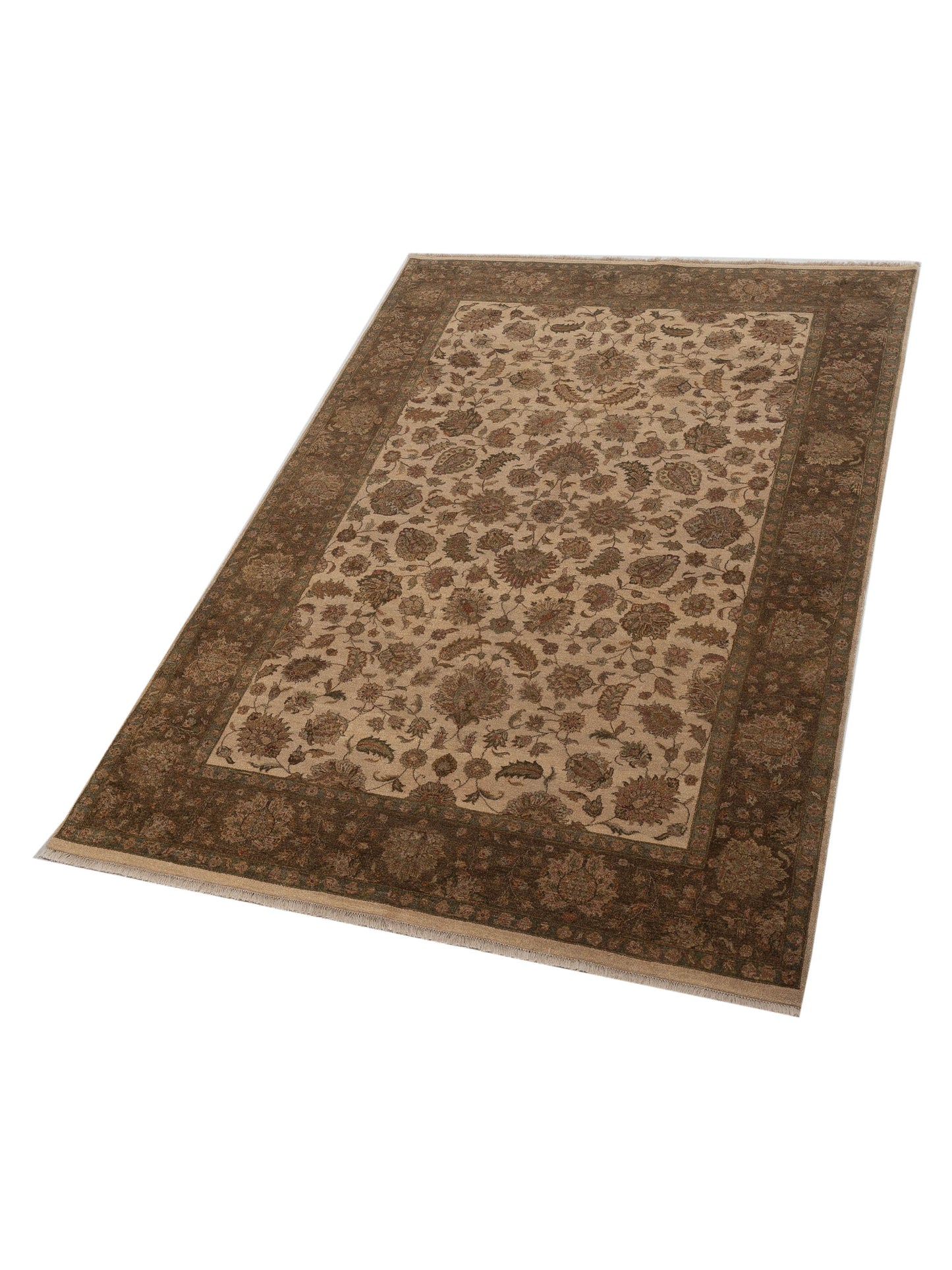 Jallira Ivory Brown 6.7x9.11 Hand Knotted Rug