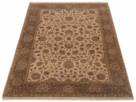 Jallira Beige Brown 6.2x8.6 Hand Knotted Rug