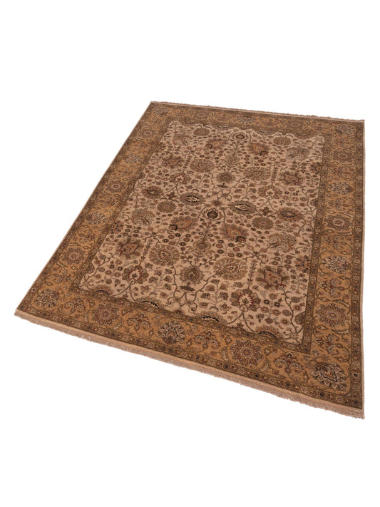 Jallira Beige Gold 6.1x8.6 Hand Knotted Rug