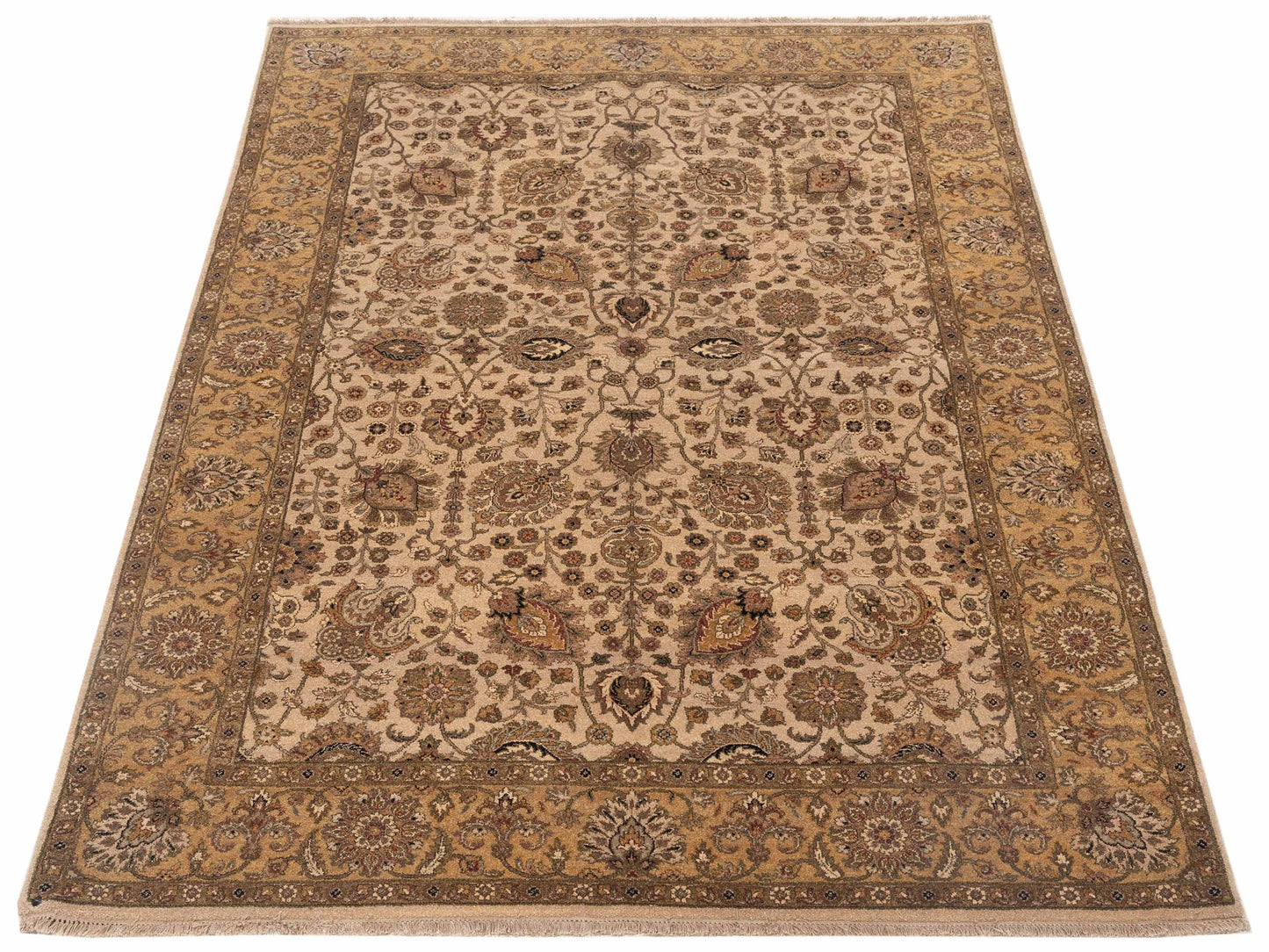 Jallira Beige Gold 6.1x8.6 Hand Knotted Rug