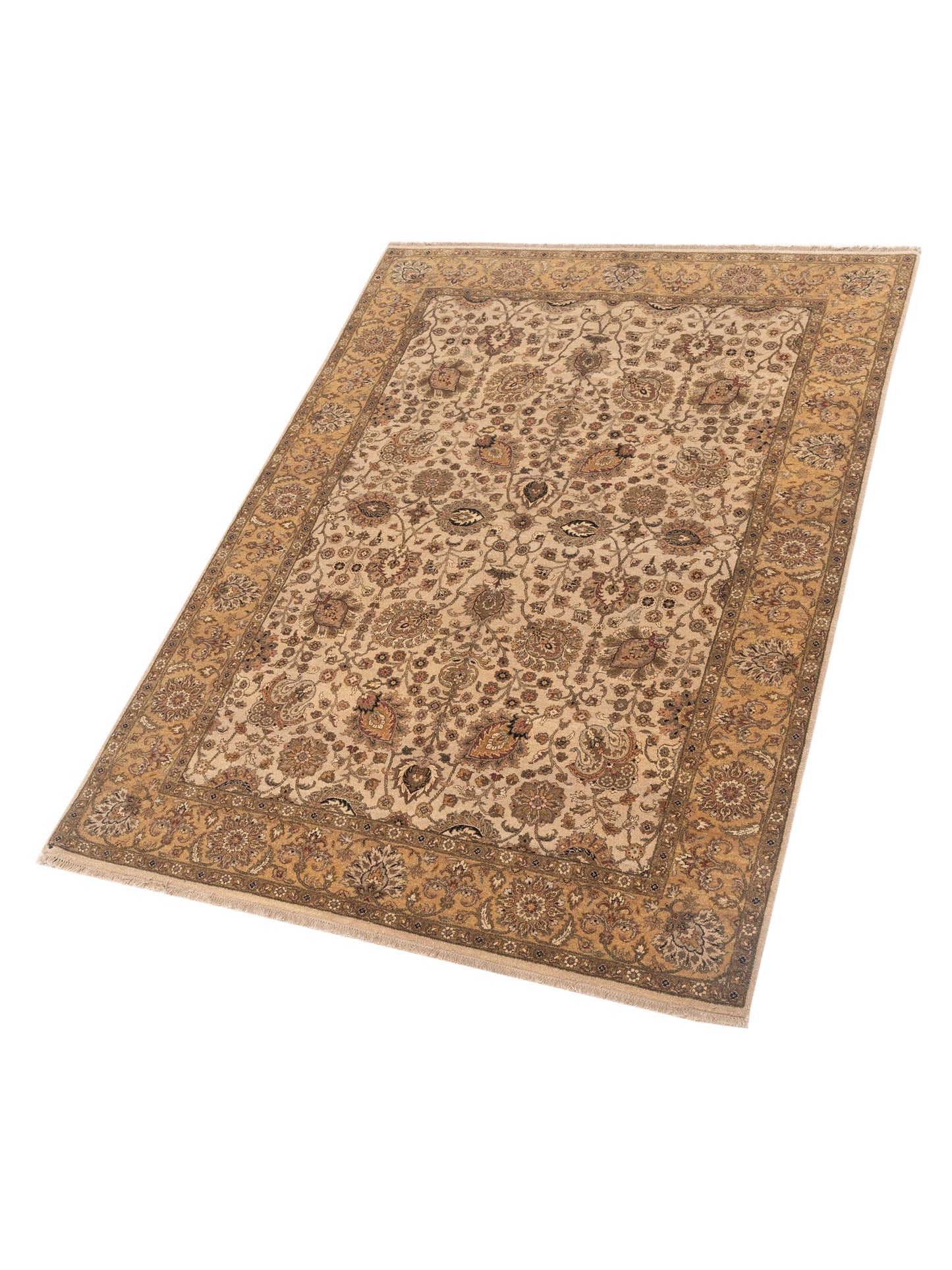 Jallira Beige Gold 6.1x8.6 Hand Knotted Rug