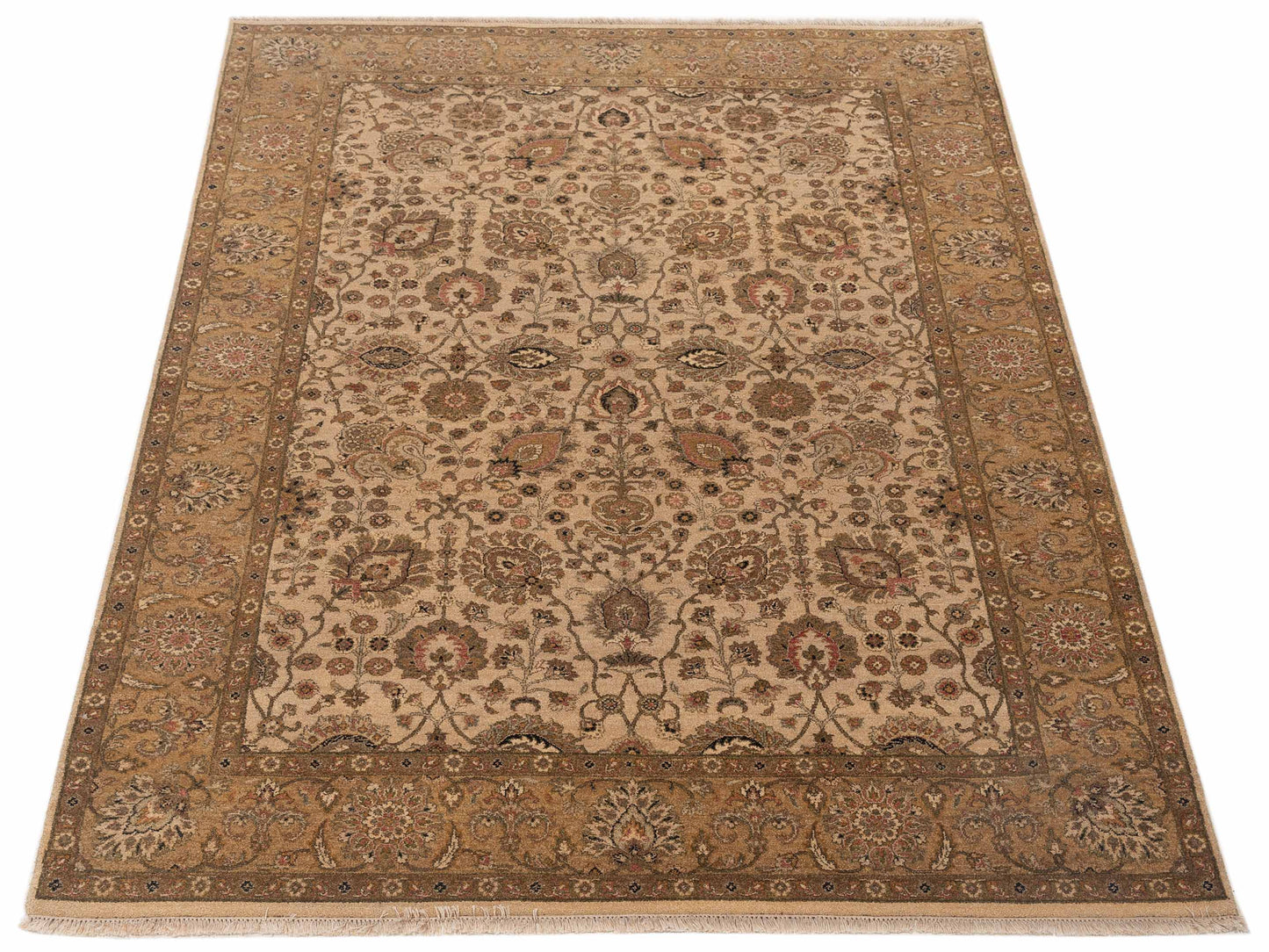 Jallira Beige Gold 6x8.9 Hand Knotted Rug